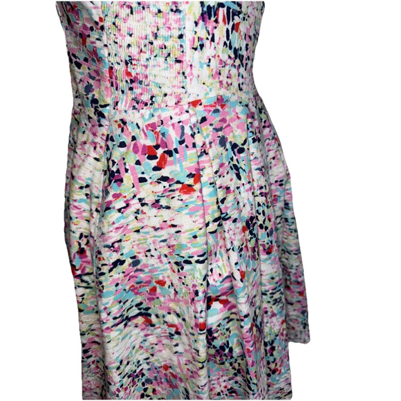 Guess White Abstract Watercolor V Neck Dress Size 6 - Picture 6 of 8